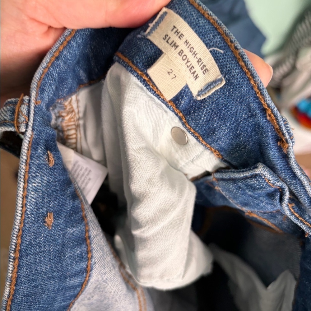Madewell womens jeans denim high rise slim boy jean size 27 distressed - Picture 5 of 5